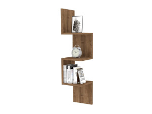 Zikzak" houten wandplank - 25 x 25 x 105 cm - Notelaar