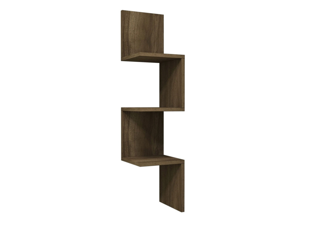 Zikzak" houten wandplank - 25 x 25 x 105 cm - Notelaar
