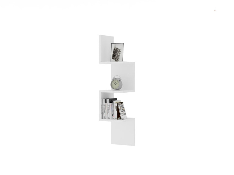 Zikzak" houten wandplank - 25 x 25 x 105 cm - Wit