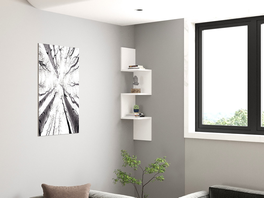 Zikzak" houten wandplank - 25 x 25 x 105 cm - Wit