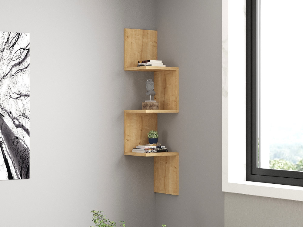 Houten wandplank "Zikzak" - 25 x 25 x 105 cm - Saphir