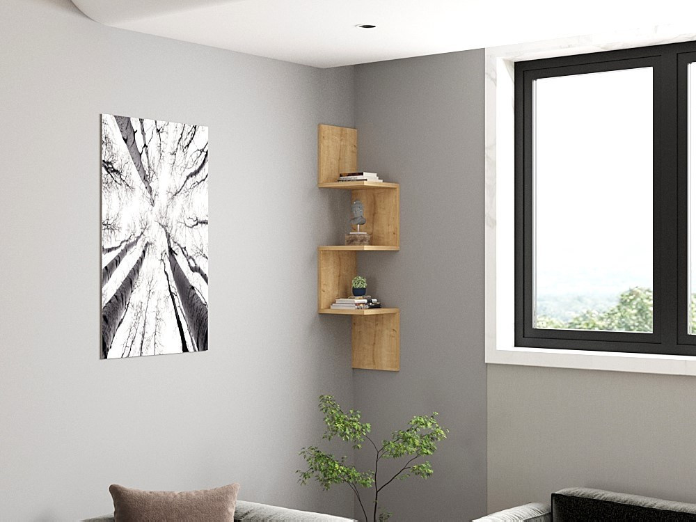 Houten wandplank "Zikzak" - 25 x 25 x 105 cm - Saphir