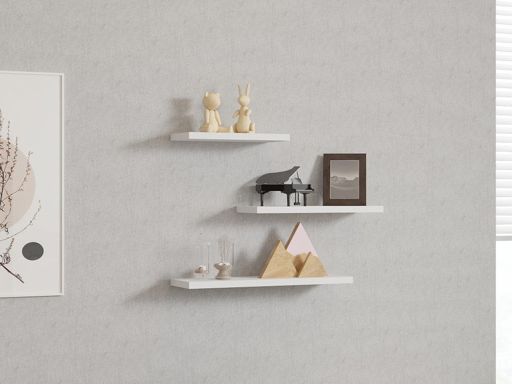 Houten wandplank "Leila" - 50 x 14 x 2 cm - Wit