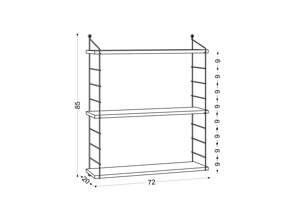 Houten wandplank "Armoni" - 72 x 20 x 85 cm - Wit