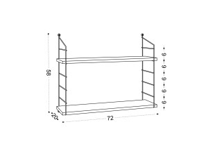 Houten wandplank "Armoni" - 72 x 20 x 58 cm - Wit