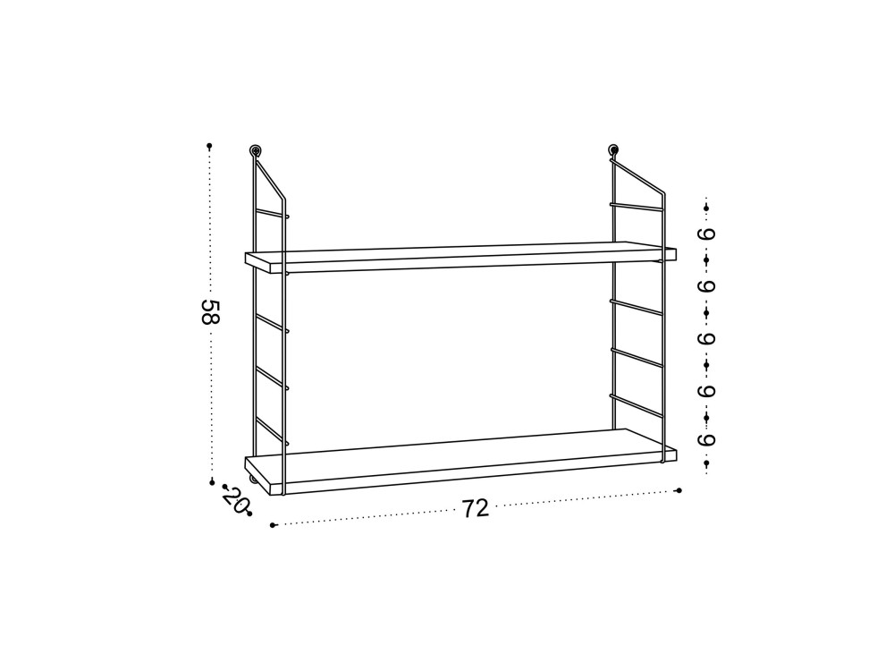 Houten wandplank "Armoni" - 72 x 20 x 58 cm - Wit