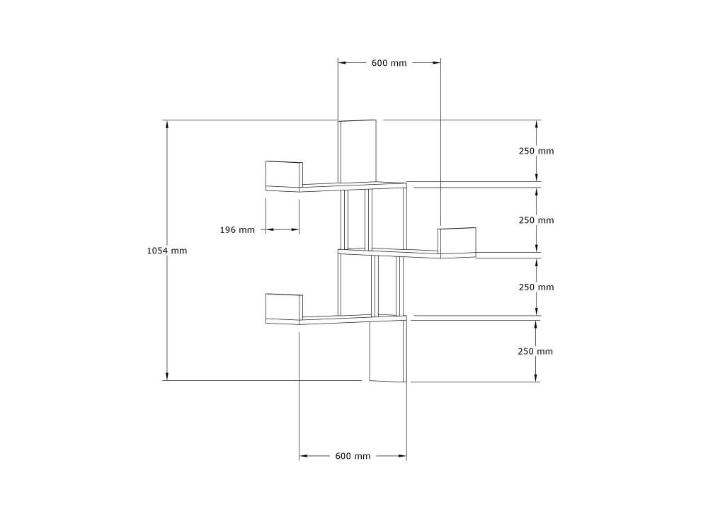 Houten wandplank "Bombe" - 60 x 20 x 105 cm - Wit