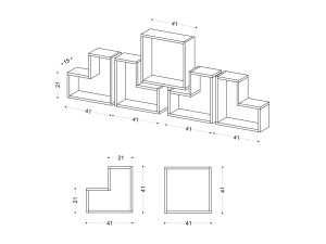 Houten wandplank "Elitra" - 180 x 15 x 59 cm - Wit