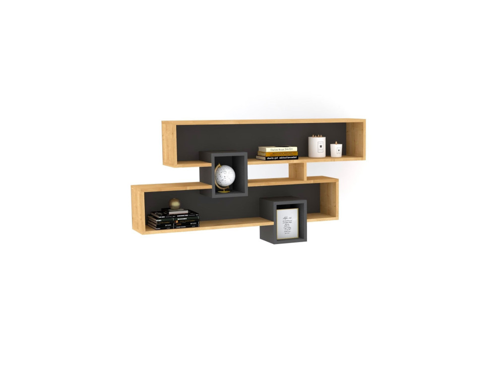 Houten wandplank "Karen" - 120 x 22 x 72 cm - SaphirAnthraciet