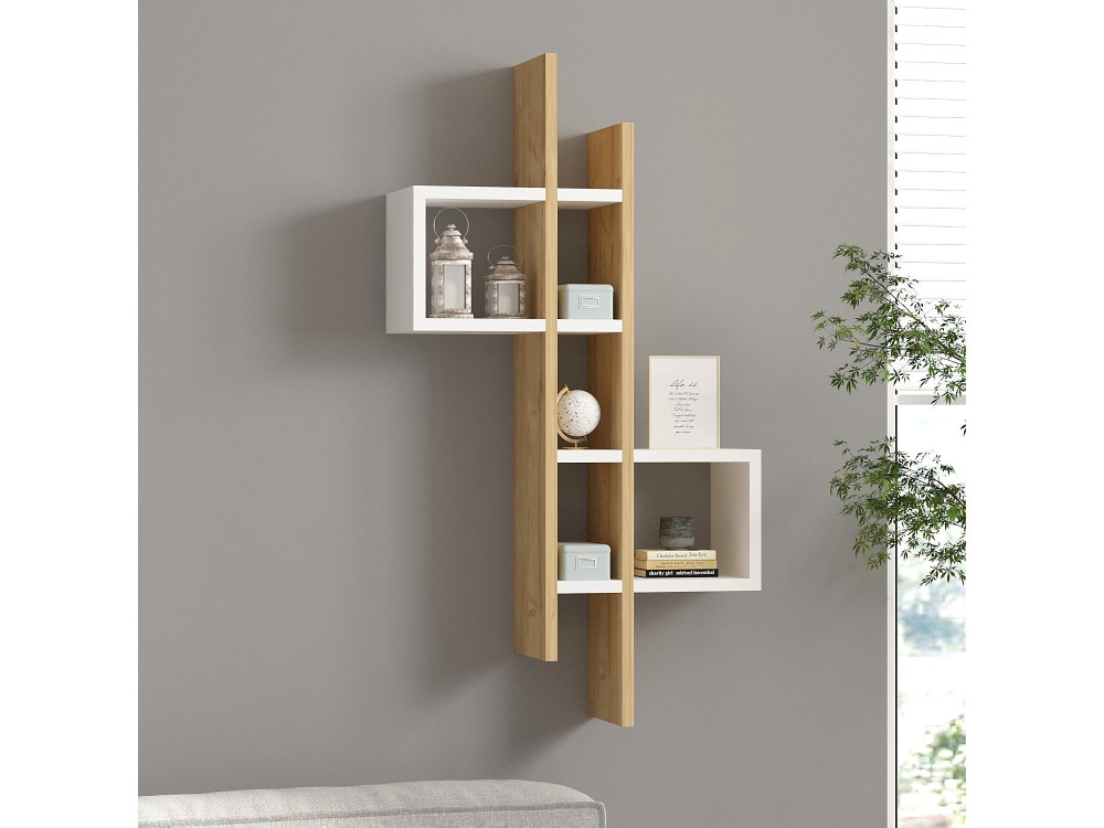 Houten wandplank "Emse" - 53 x 19 x 108 cm - Sapphirewhite Oak