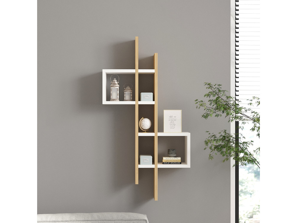 Houten wandplank "Emse" - 53 x 19 x 108 cm - Sapphirewhite Oak
