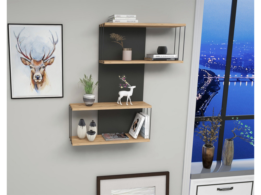 Houten wandplank "Destan" - 65 x 19 x 96 cm - Bruin
