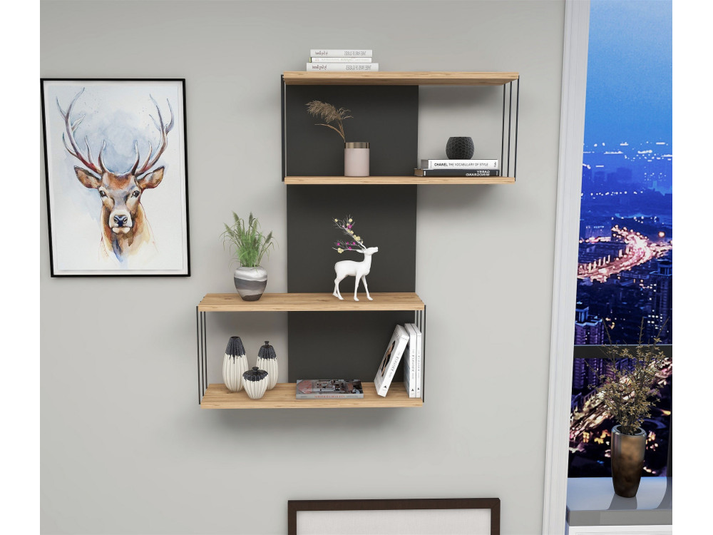 Houten wandplank "Destan" - 65 x 19 x 96 cm - Bruin