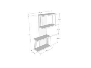 Houten wandplank "Destan" - 65 x 19 x 96 cm - Wit
