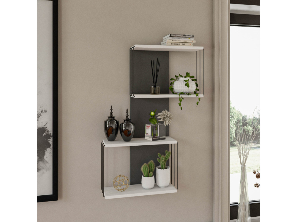 Houten wandplank "Destan" - 65 x 19 x 96 cm - Wit