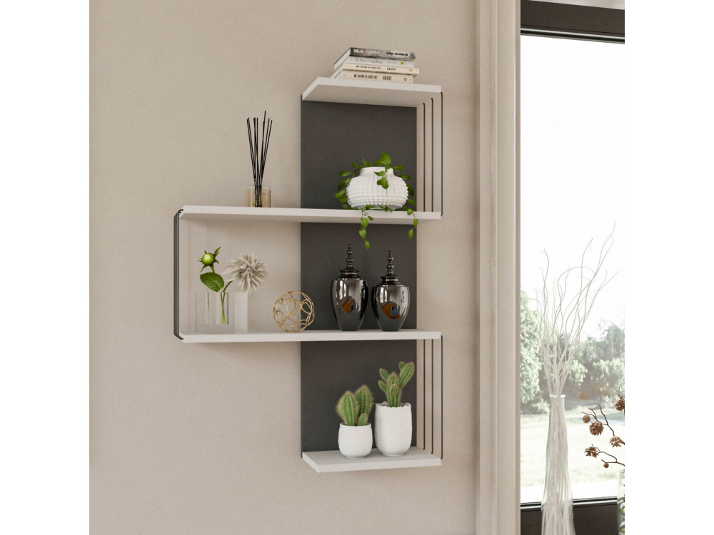 Houten wandplank "Cambel" - 64 x 19 x 96 cm - Wit