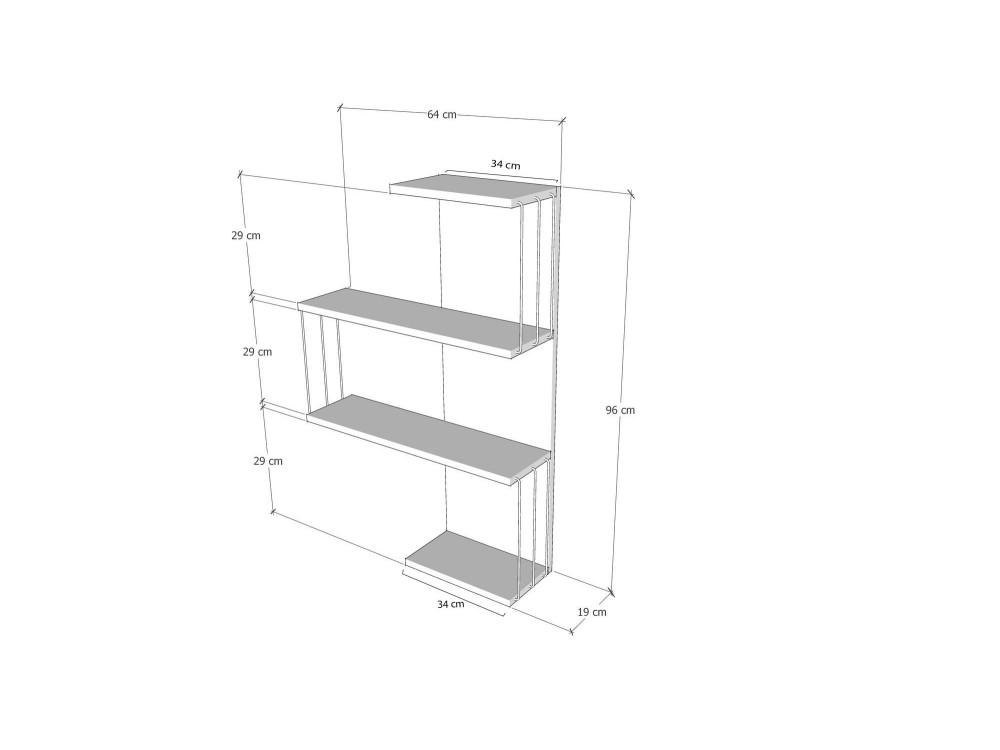 Houten wandplank "Cambel" - 64 x 19 x 96 cm - Bruin