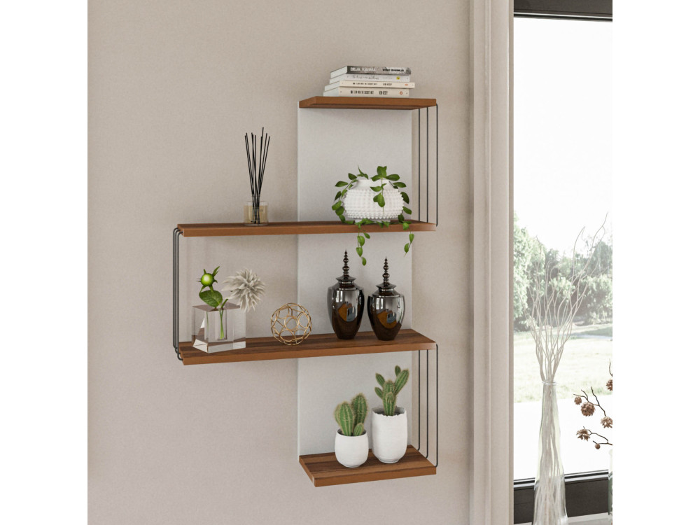 Houten wandplank "Cambel" - 64 x 19 x 96 cm - Bruin
