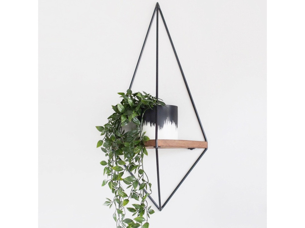 WR039" geometrische houten wandplank - 23 x 15 x 60 cm - Bruin