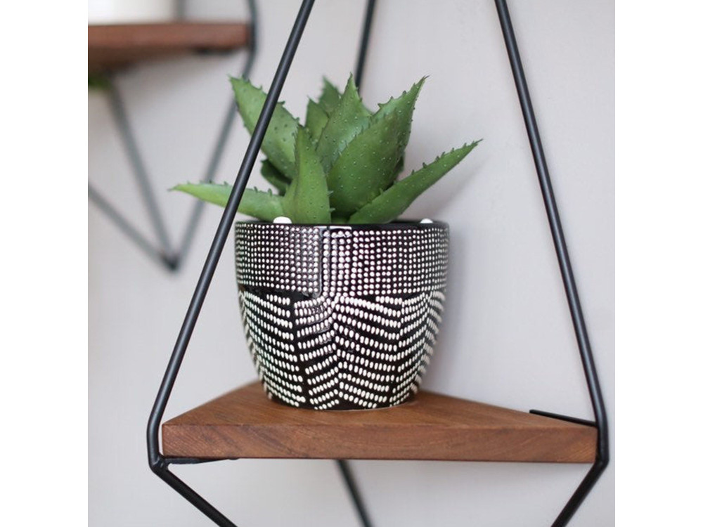 WR039" geometrische houten wandplank - 23 x 15 x 60 cm - Bruin