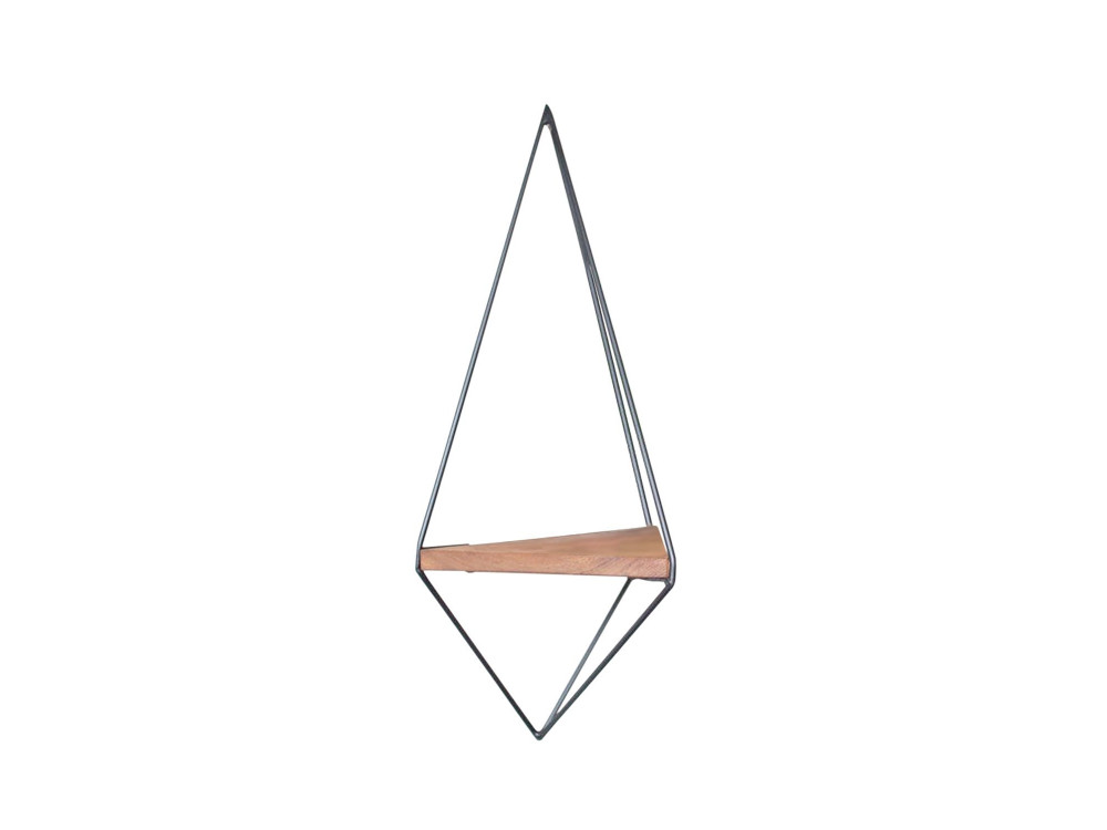 WR039" geometrische houten wandplank - 23 x 15 x 60 cm - Bruin