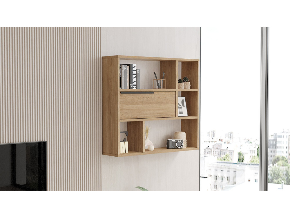 Houten wandplank "Calvin" - 90 x 22 x 81 cm - Bruin