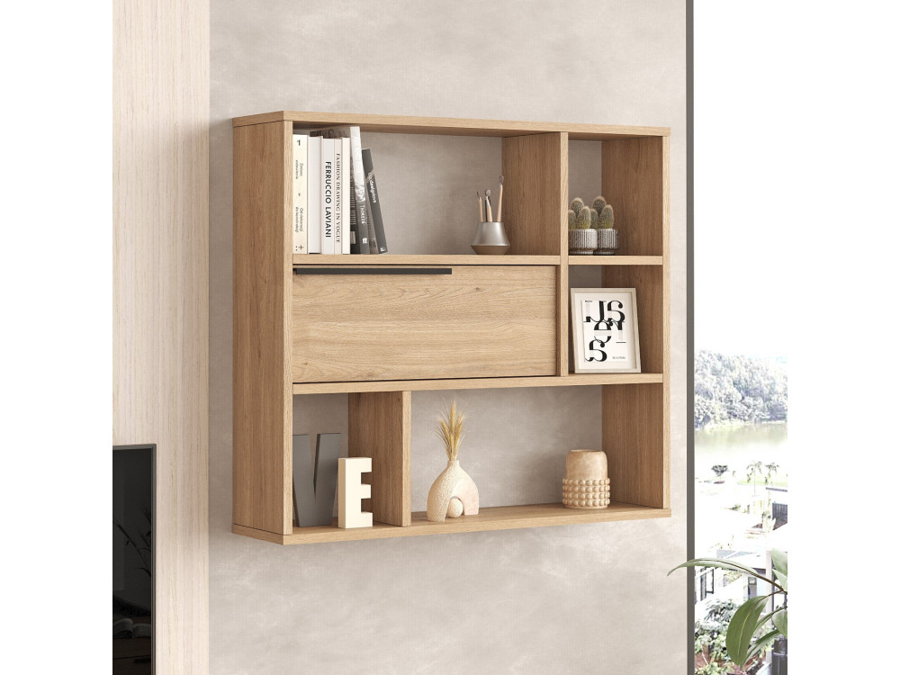Houten wandplank "Calvin" - 90 x 22 x 81 cm - Bruin