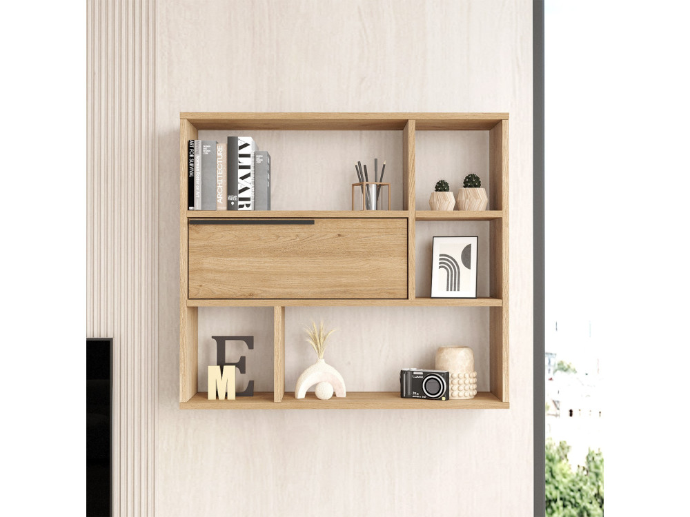 Houten wandplank "Calvin" - 90 x 22 x 81 cm - Bruin