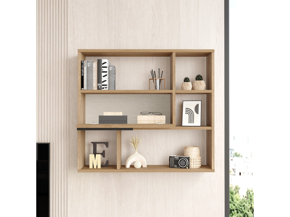 Houten wandplank "Calvin" - 90 x 22 x 81 cm - Bruin
