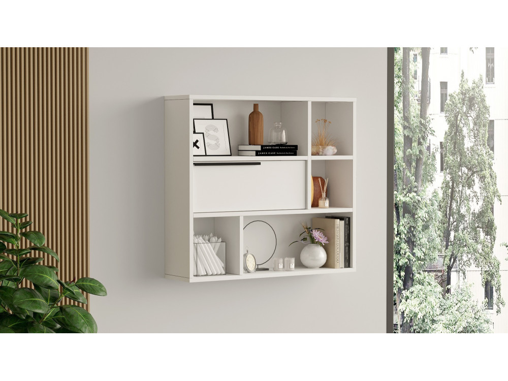 Houten wandplank "Calvin" - 90 x 22 x 81 cm - Wit