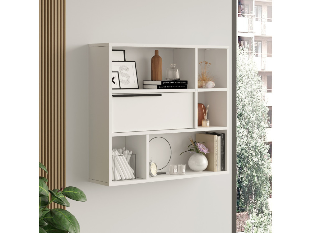 Houten wandplank "Calvin" - 90 x 22 x 81 cm - Wit