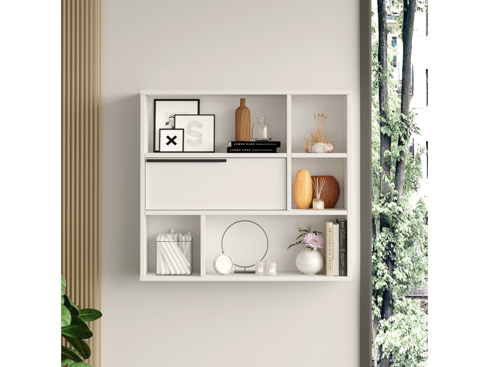 Houten wandplank "Calvin" - 90 x 22 x 81 cm - Wit
