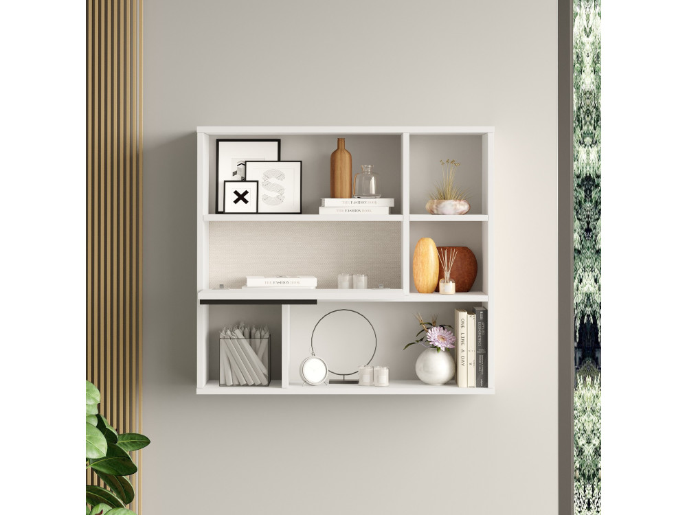 Houten wandplank "Calvin" - 90 x 22 x 81 cm - Wit