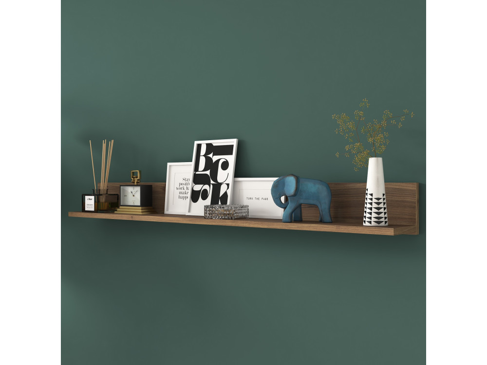 Houten wandplank "Eno" - 135 x 13 x 15 cm - Bruin