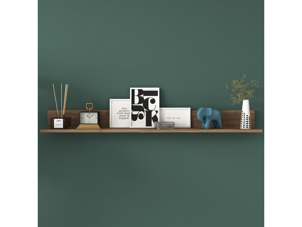 Houten wandplank "Eno" - 135 x 13 x 15 cm - Bruin