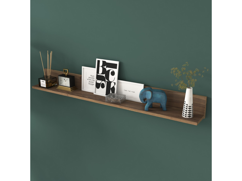 Houten wandplank "Eno" - 135 x 13 x 15 cm - Bruin