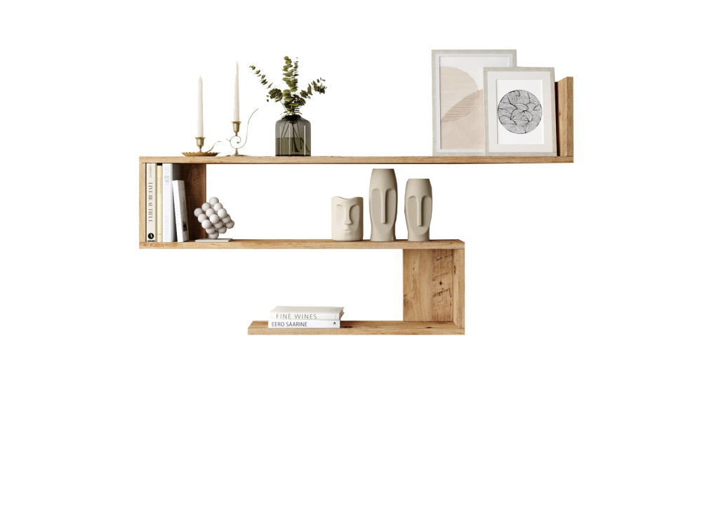 Houten wandplank "Wlad" - 120 x 14 x 71 cm - Bruin