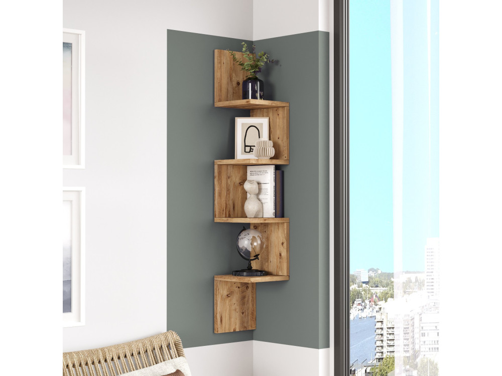 Houten wandplank "Lula" - 22 x 22 x 117 cm - Bruin