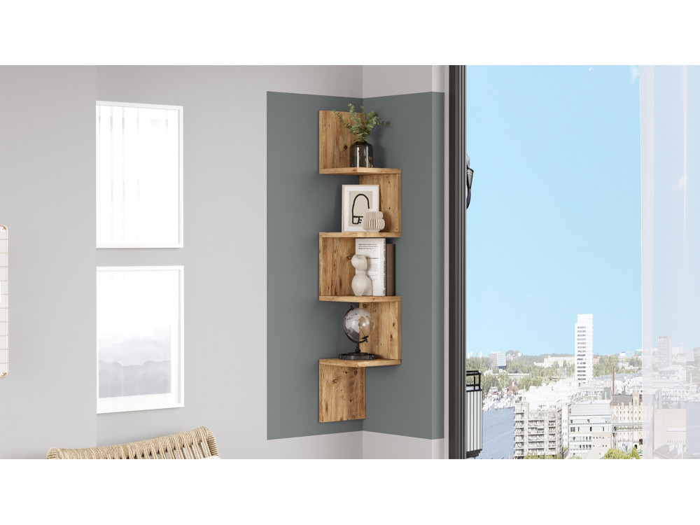 Houten wandplank "Lula" - 22 x 22 x 117 cm - Bruin