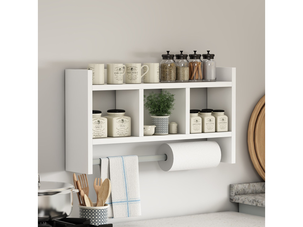 Houten wandplank "Asya" - 63 x 14 x 35 cm - Wit