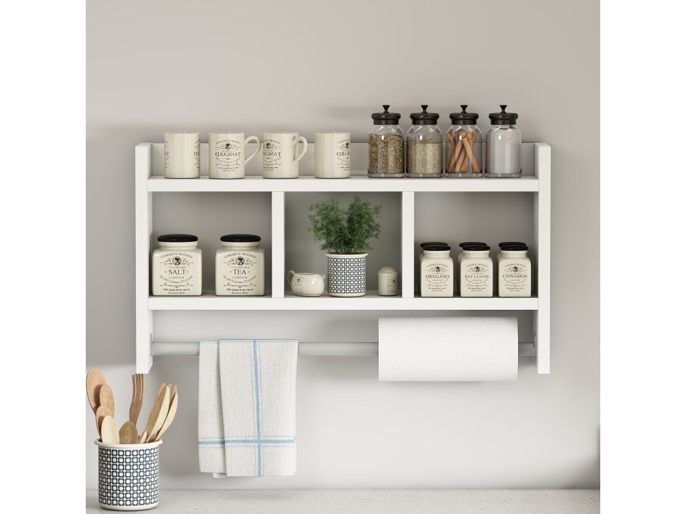 Houten wandplank "Asya" - 63 x 14 x 35 cm - Wit