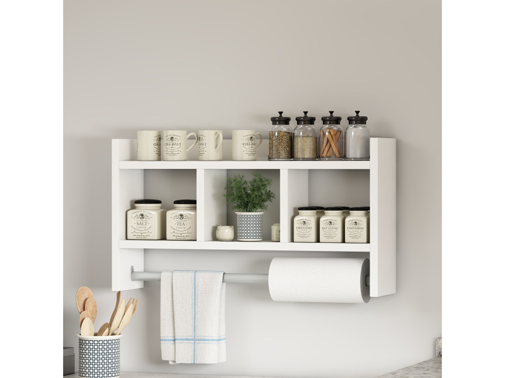 Houten wandplank "Asya" - 63 x 14 x 35 cm - Wit