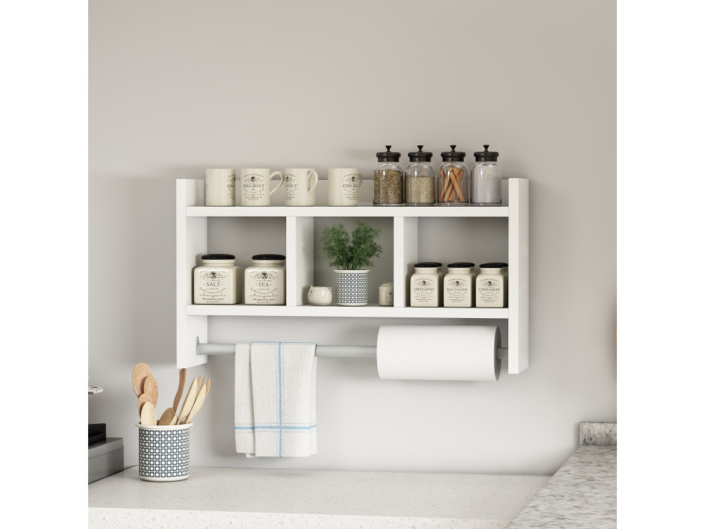 Houten wandplank "Asya" - 63 x 14 x 35 cm - Wit