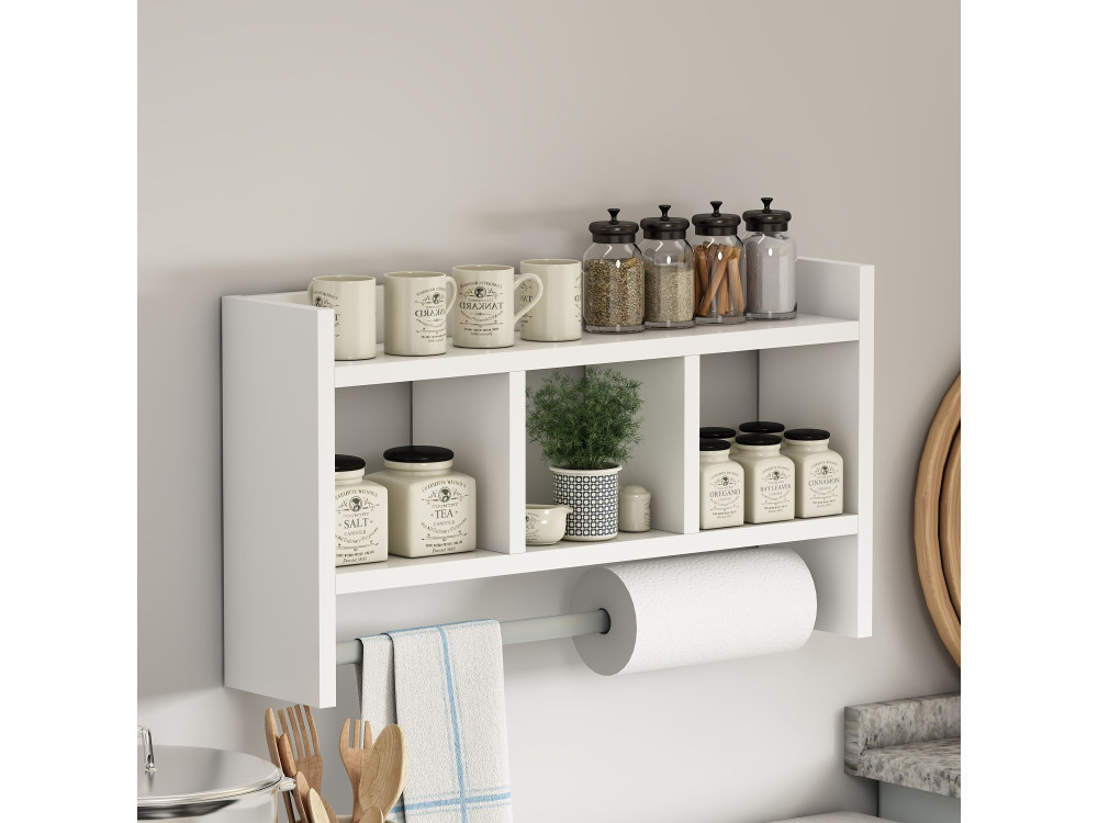 Houten wandplank "Asya" - 63 x 14 x 35 cm - Wit