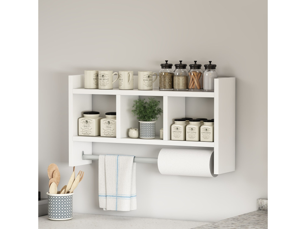 Houten wandplank "Asya" - 63 x 14 x 35 cm - Wit