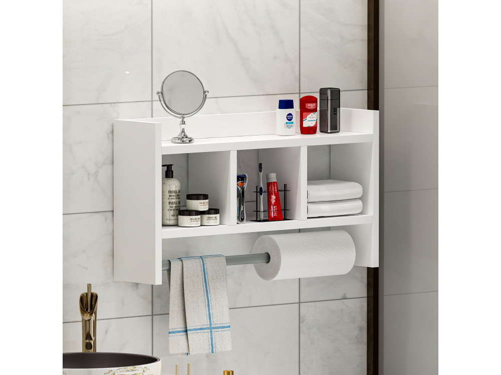 Houten wandplank "Asya" - 63 x 14 x 35 cm - Wit