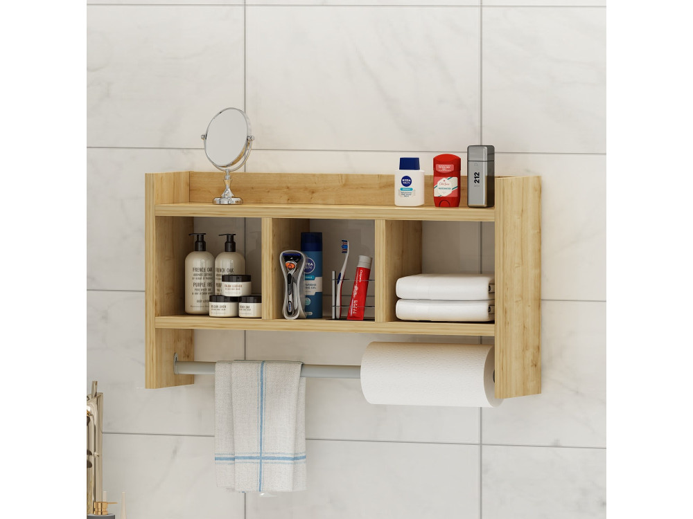 Houten wandplank "Asya" - 63 x 14 x 35 cm - Beige