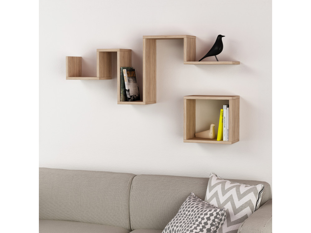 Houten wandplank "Follow" - 116 x 20 x 45 cm - Bruin