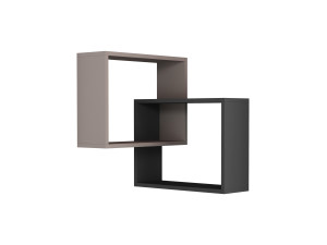 Set van 2 houten hoekwandplanken "Ring" - 68 x 60 x 68 cm - Licht mokkabruin