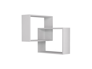 Set van 2 houten hoekwandplanken "Ring" - 68 x 60 x 68 cm - Wit